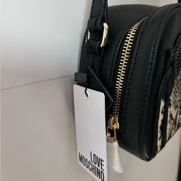 COPY - NWT $371 LOVE MOSCHINO Snake-print textured-leather shoulder bag